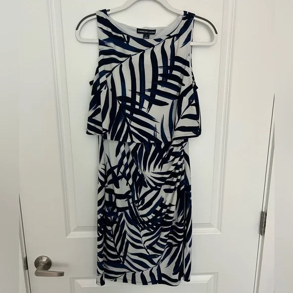 blue dress for baby girl Black&White 1930s Striped Deep V-Neck Patchwork Dress main image 0